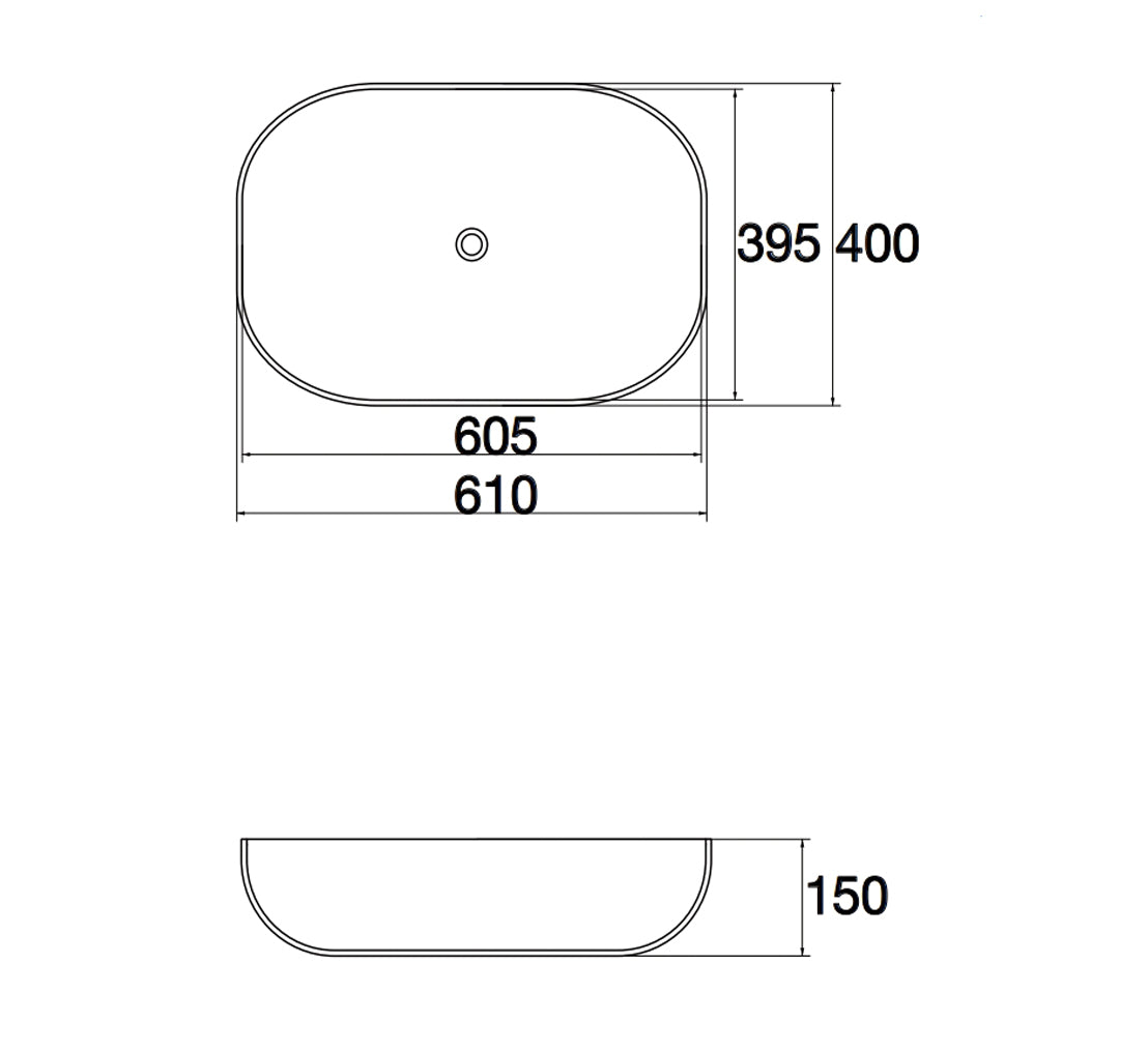 Matte Above Counter Basin 605x400x145mm