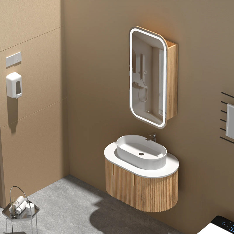 Carysil Earls 450x900mm Walnut Squircle LED Shaving Cabinet