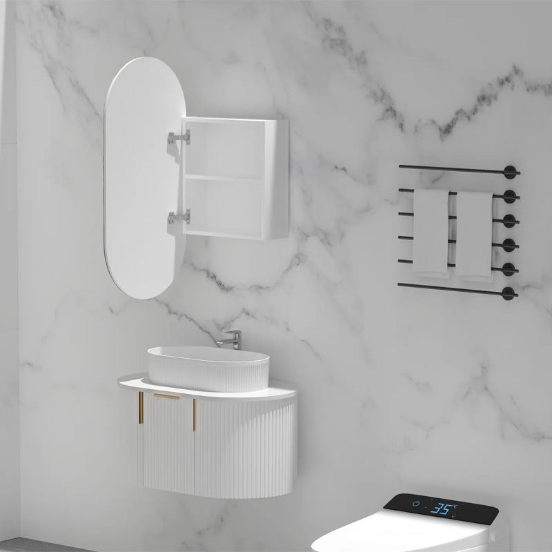 Carysil Noble 450x900mm Matte Oval Shaving Cabinet