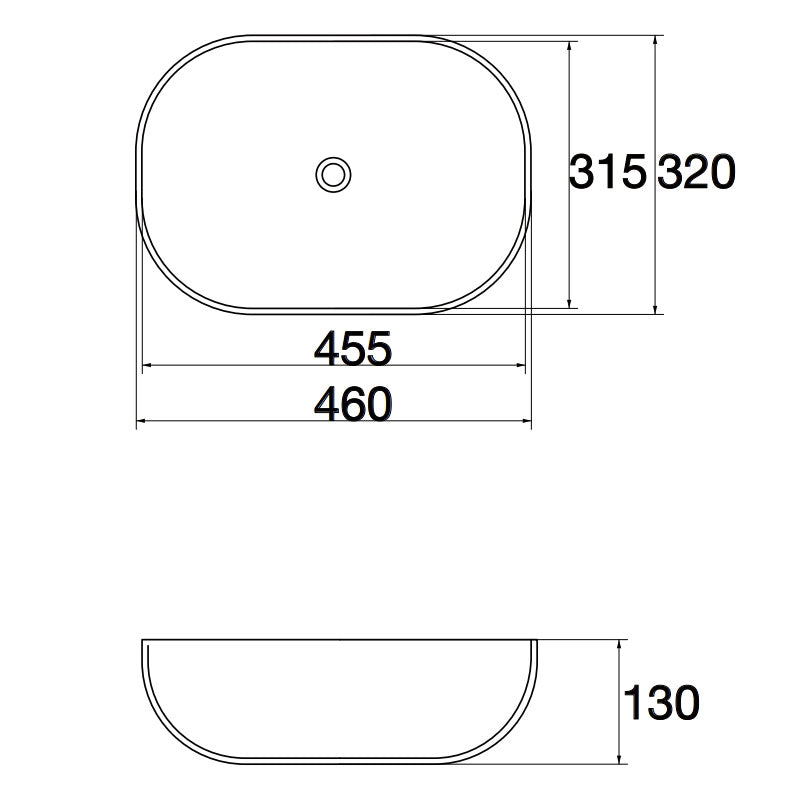 Matte Above Counter Basin 465x320x135mm