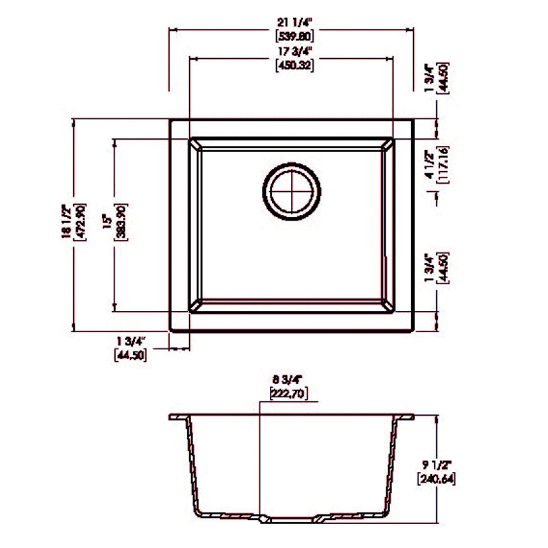 Carysil Maples N100U Granite Single Bowl Stone Kitchen Sink 540*473*241mm(Undermount only)