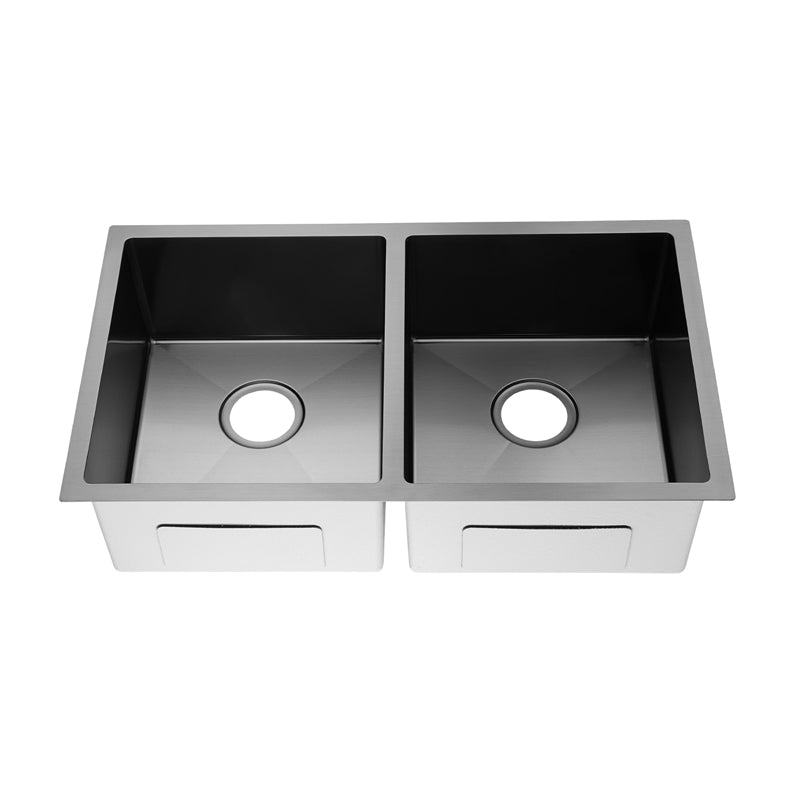 Gun Metal Stainless Steel Double Bowl Kitchen Sink 770x450x215mm