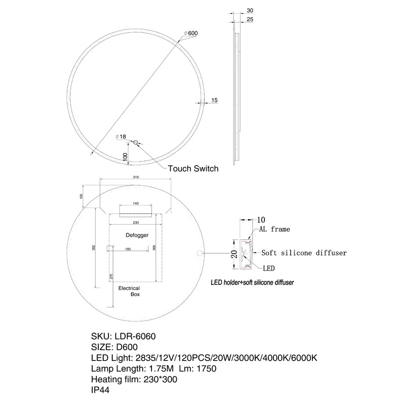LED Mirror 600mm