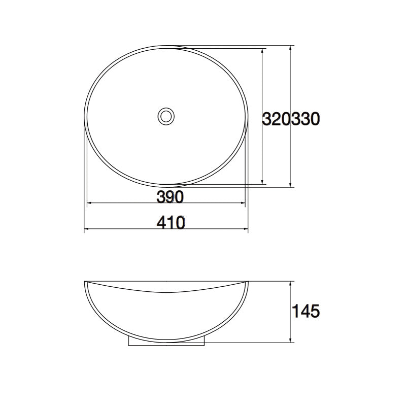 Gloss Above Counter Basin 405x335x145mm