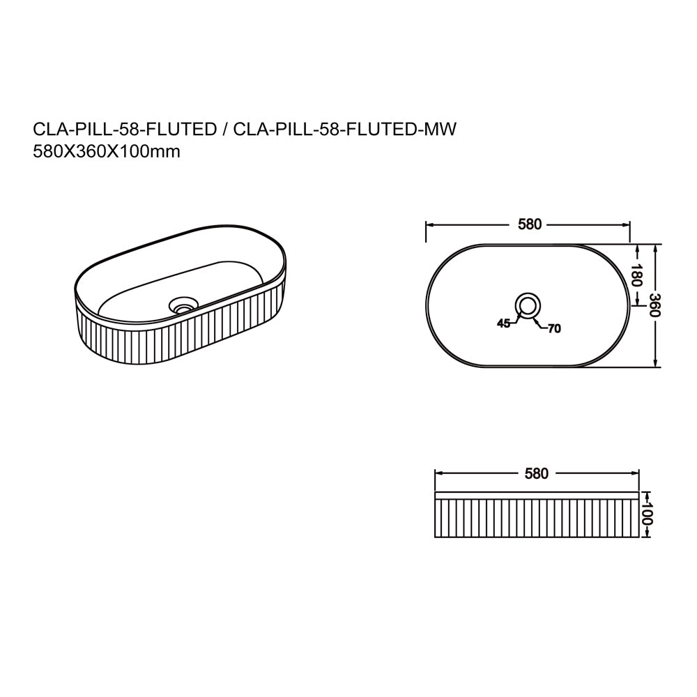 Gloss Above Counter Basin 580x360x100mm