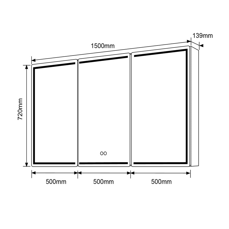 LED Shaving Cabinet 1500x720x139mm