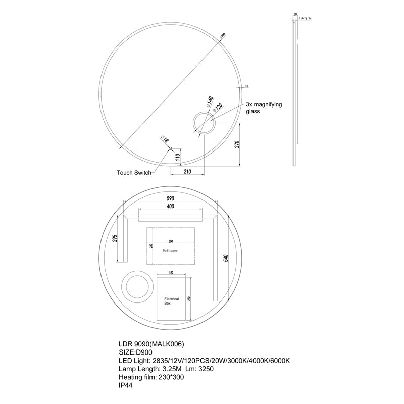 LED Mirror 900mm
