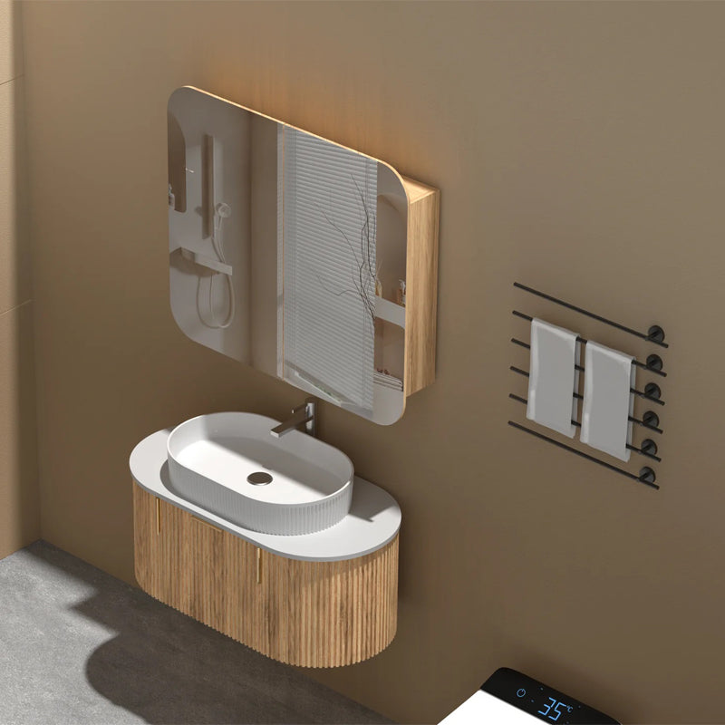 Carysil 900x800mm Grand Walnut Shaving Cabinet