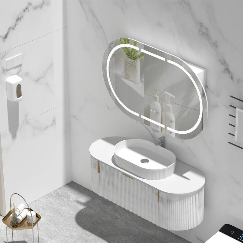 Carysil Mystic 1200x750mm Matte Oval LED Shaving Cabinet