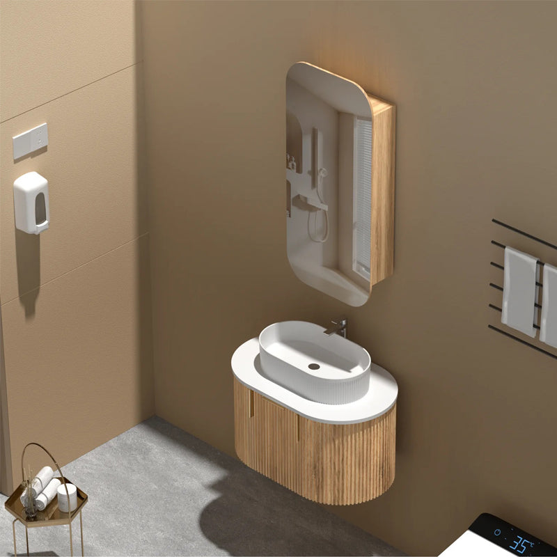 Carysil Earls 450x900mm Walnut Squircle Shaving Cabinet