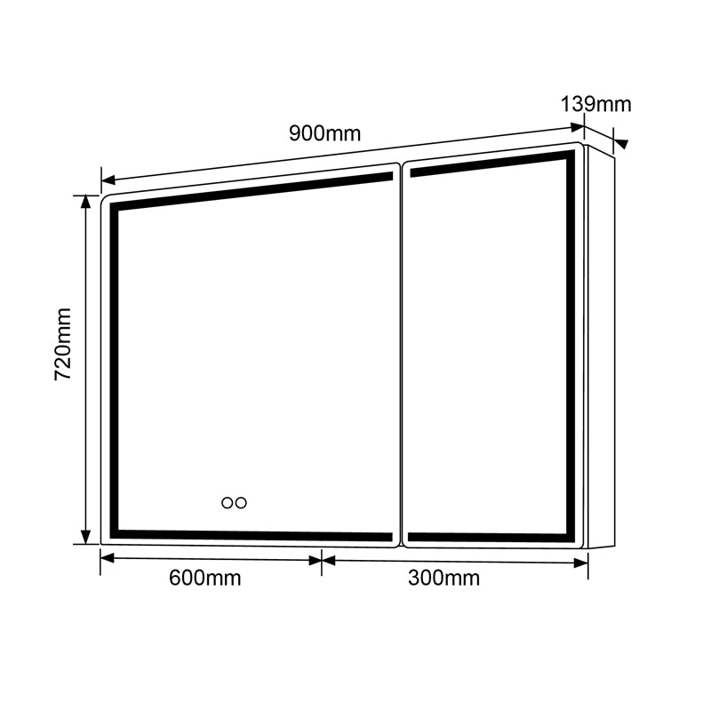 LED Shaving Cabinet 1200x720x139mm