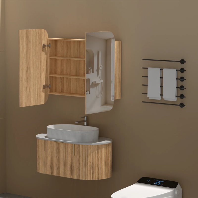 Carysil 900x800mm Grand Walnut Shaving Cabinet