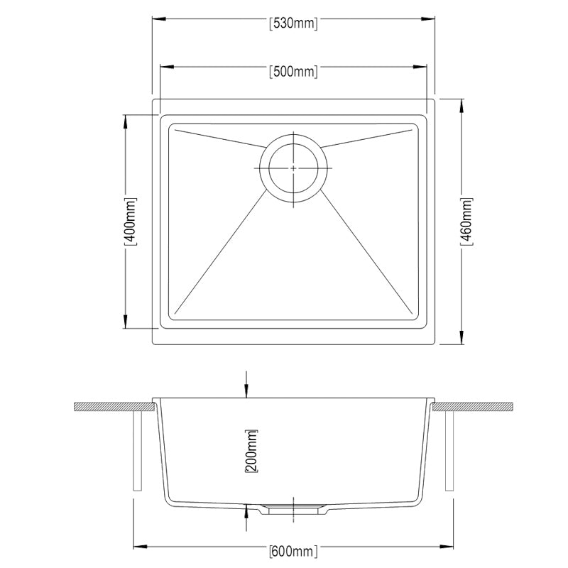 Carysil Granite Single Bowl Kitchen Sink 530x460x220mm