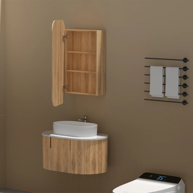 Carysil Earls 450x900mm Walnut Squircle Shaving Cabinet