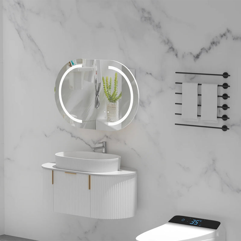 Carysil Mystic 900x600mm Matte Oval LED Shaving Cabinet