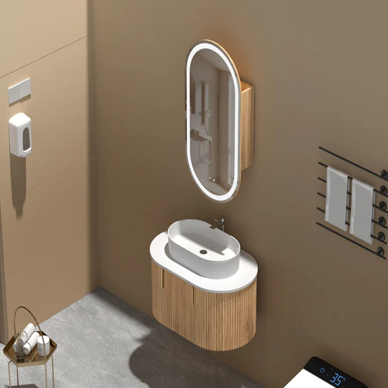 Carysil Noble 450x900mm Walnut Oval LED Shaving Cabinet