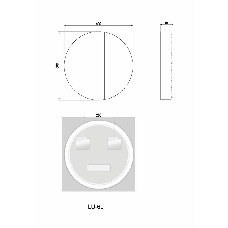 LED Shaving Cabinet 600x600x110mm
