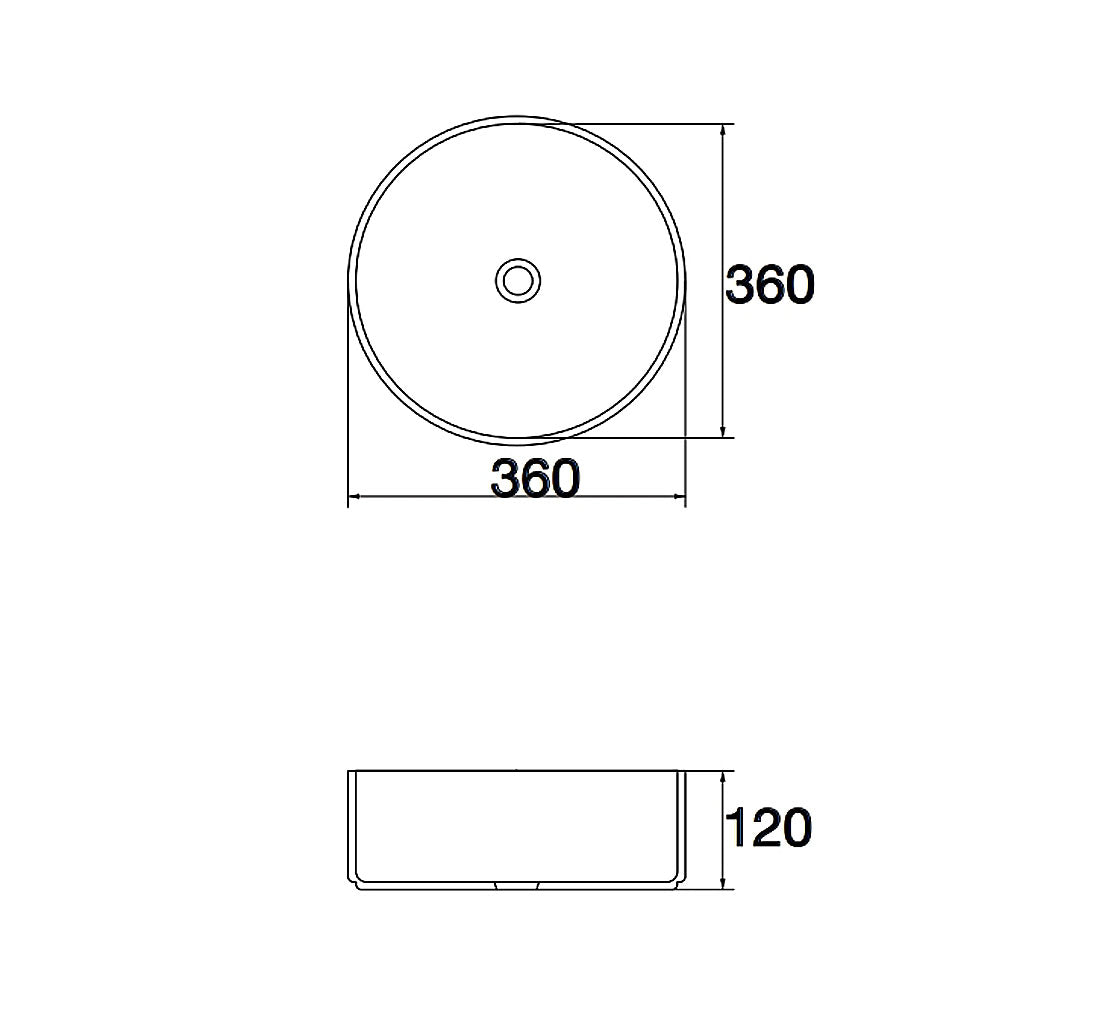Exterior & Matte Interior Above Counter Basin 360x360x125mm