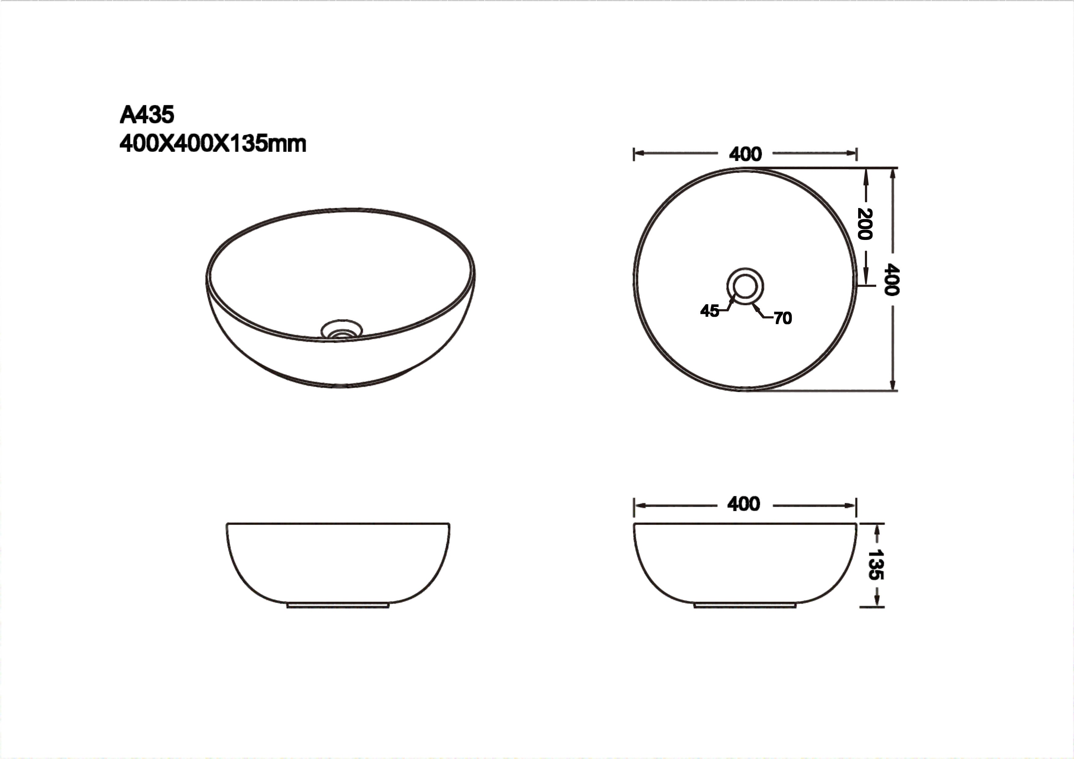 Gloss Above Counter Basin 400x400x135mm