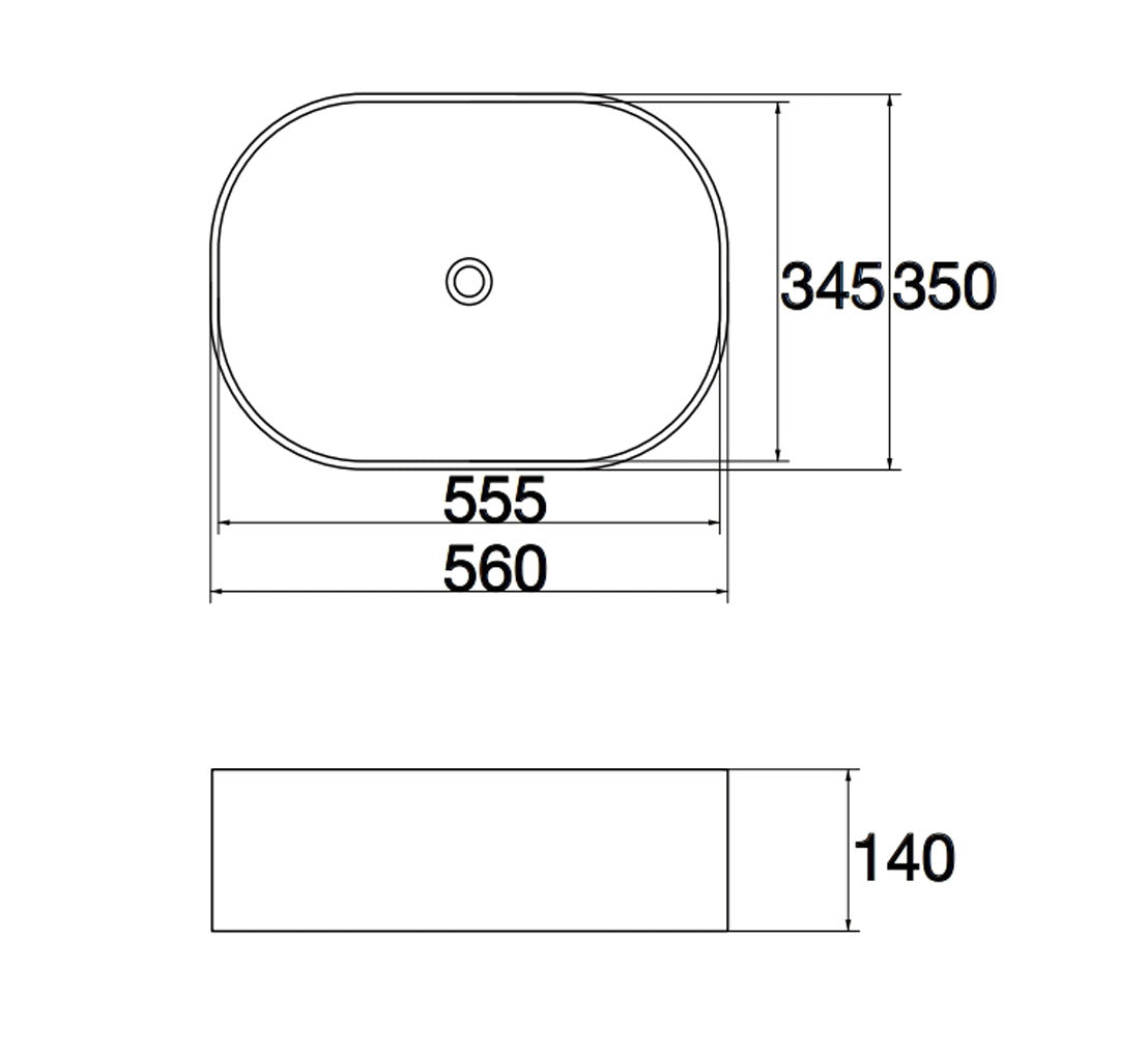Gloss Above Counter Basin 560x350x140mm