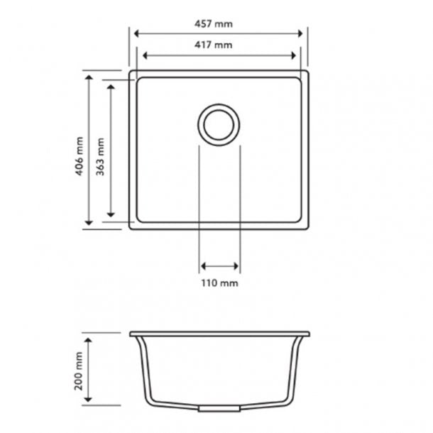 Carysil Granite Single Bowl Kitchen Sink 457x406mm