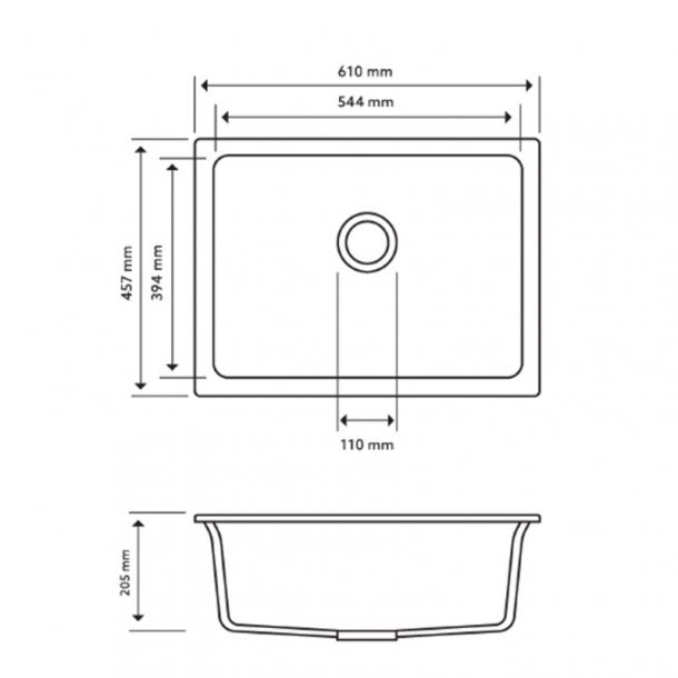 Carysil Granite Single Bowl Kitchen Sink 610x457mm