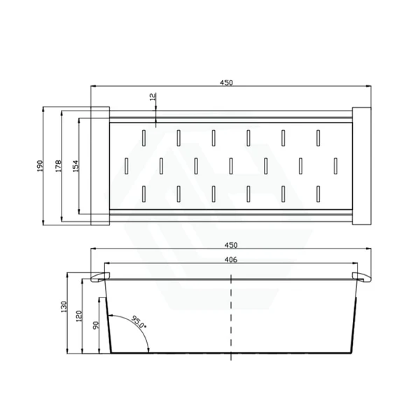 Stainless Kitchen Sink Colander 450x190x130mm