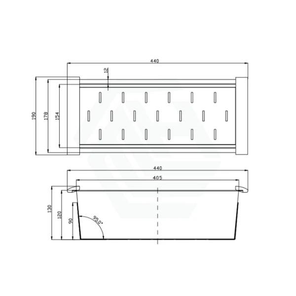 Stainless Kitchen Sink Colander 440x190x130mm
