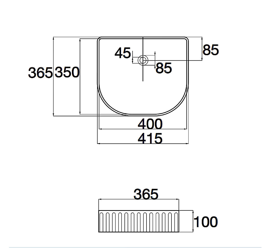 Matte Above Counter Basin 415x365x100mm
