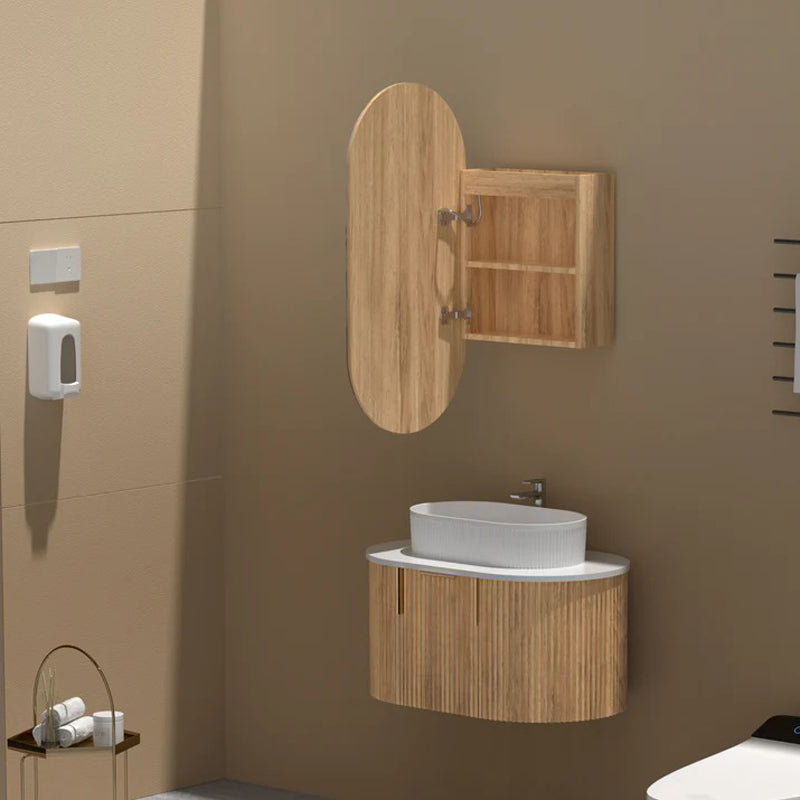 Carysil Noble 450x900mm Walnut Oval LED Shaving Cabinet