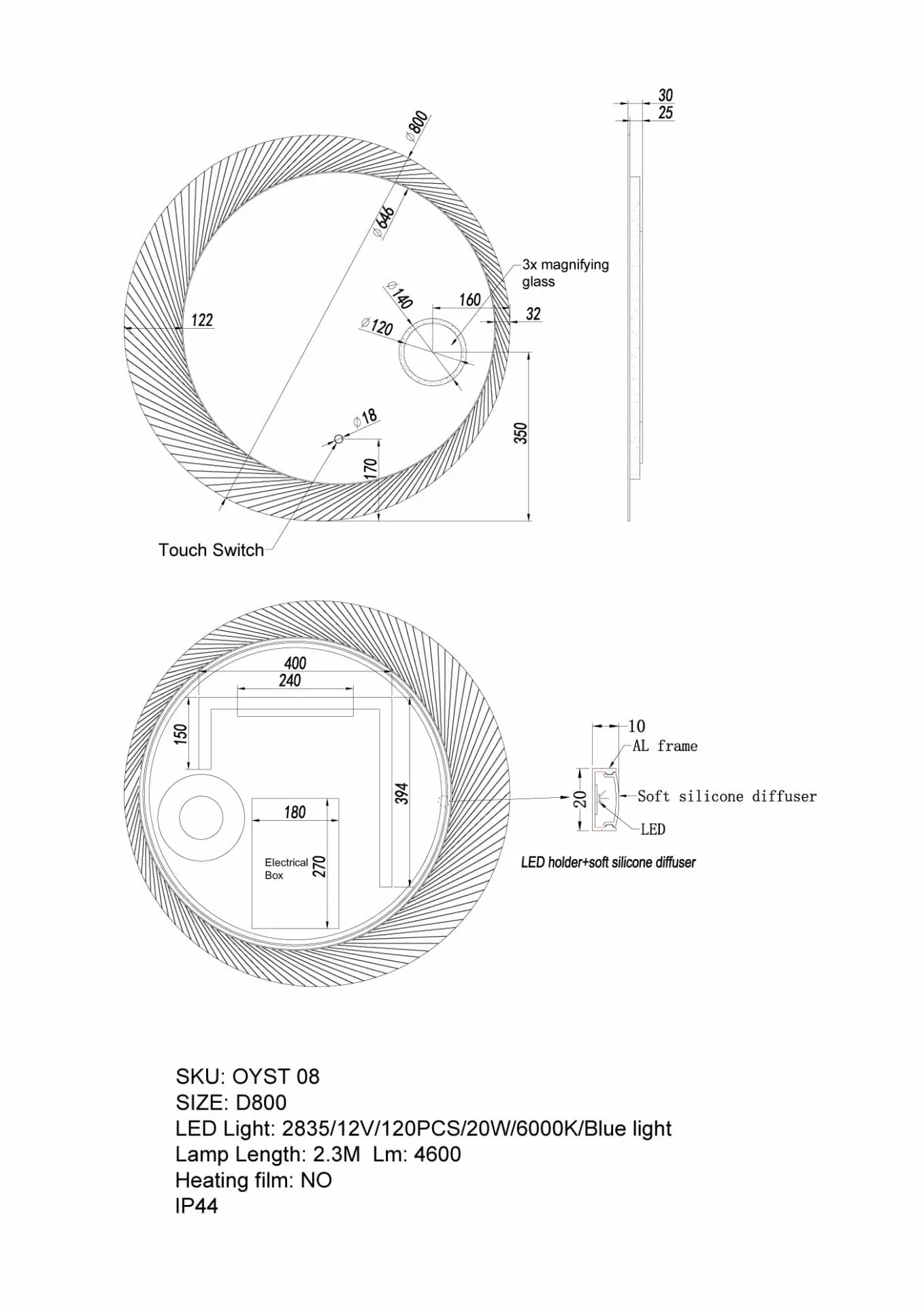 LED Mirror 800mm