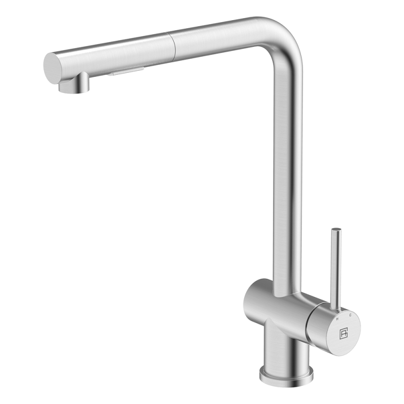 Square Neck with Dual Spray Pull Out Polished Stainless Kitchen Mixer 304