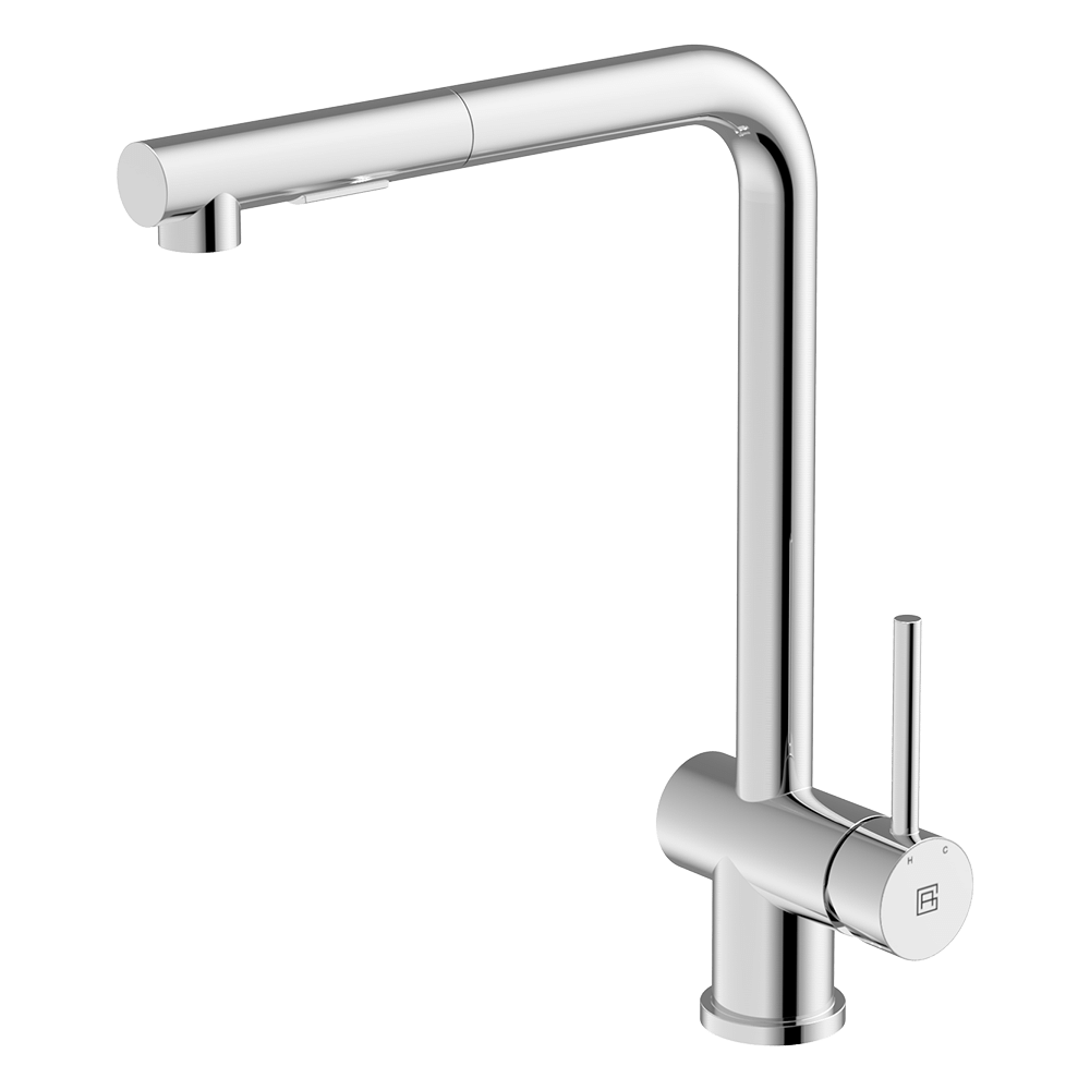Square Neck with Dual Spray Pull Out Polished Stainless Kitchen Mixer 304