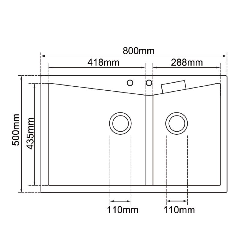 Carysil Granite Double Bowl Kitchen Sink 800x500mm