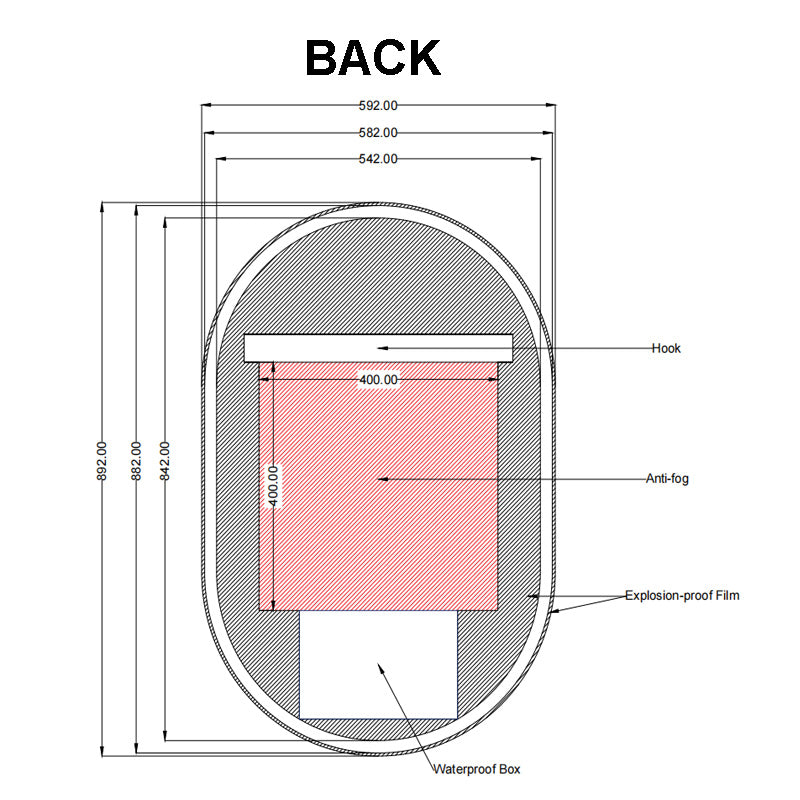 Carysil Oval 3 Color Lighting Framed Backlit LED Mirror Touch Sensor Switch Defogger Pad 600*900mm