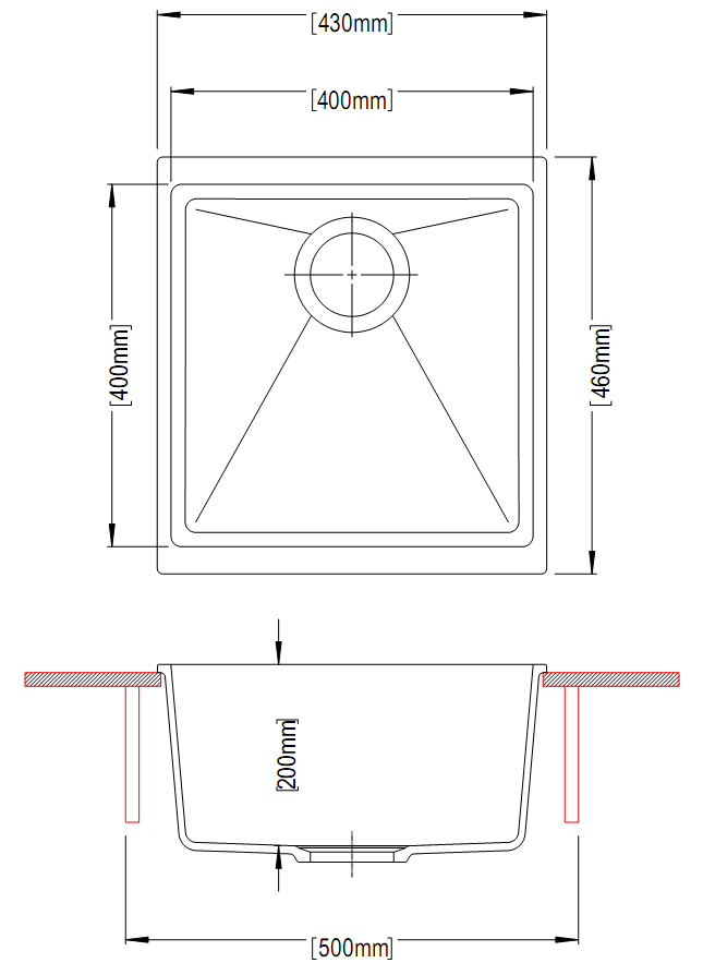 Carysil Granite Single Bowl Kitchen Sink 430x460x200mm