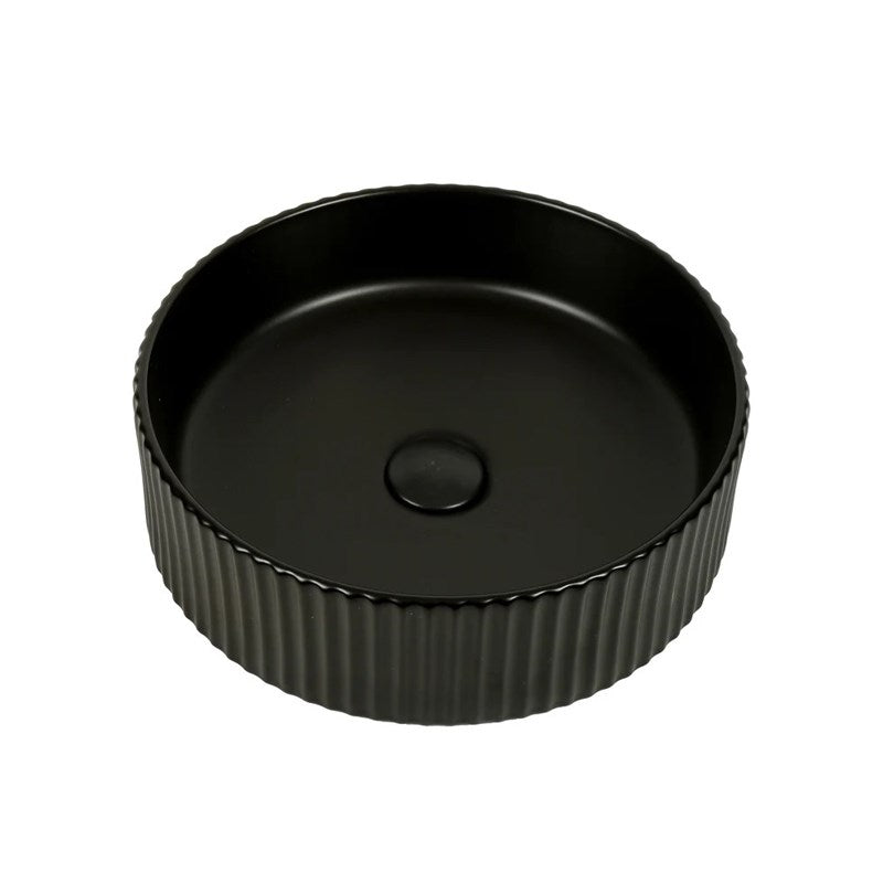 Matte Black with Fluted Design Above Counter Basin(32mm Nonoverflow)400*400*125mm