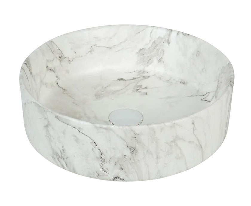 Matte with Delicate Stone - look Veining Above Counter Basin(32mm Nonoverflow) 405*405*130mm