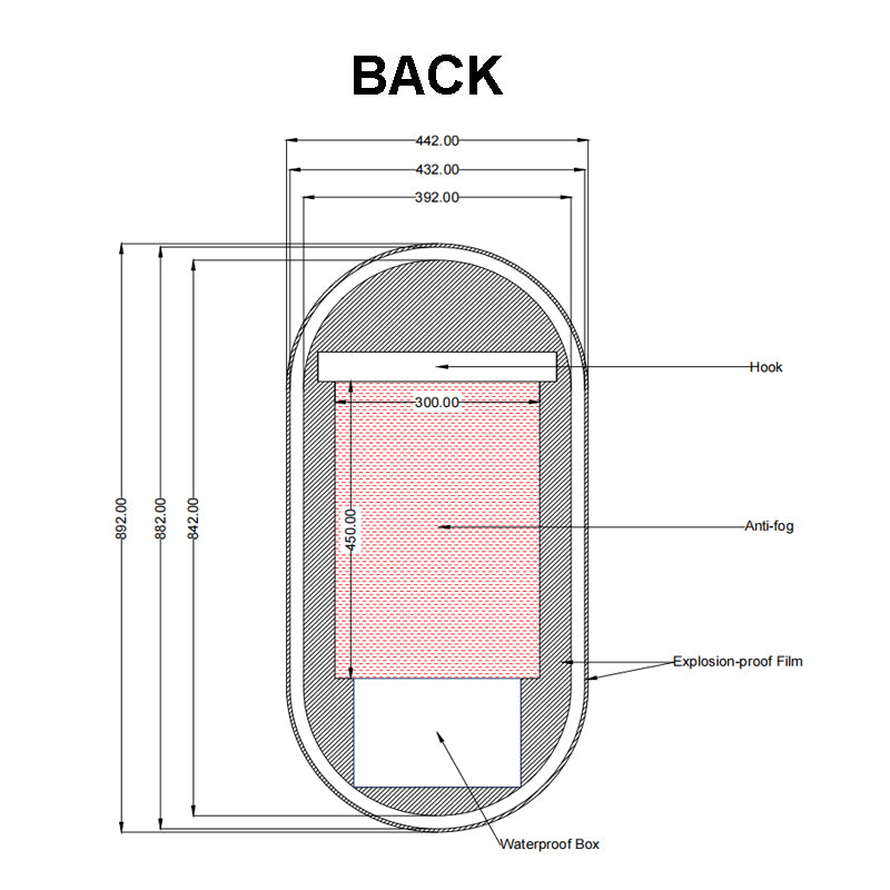 Carysil Oval 3 Color Lighting Framed Backlit LED Mirror Touch Sensor Switch Defogger Pad 450*900mm