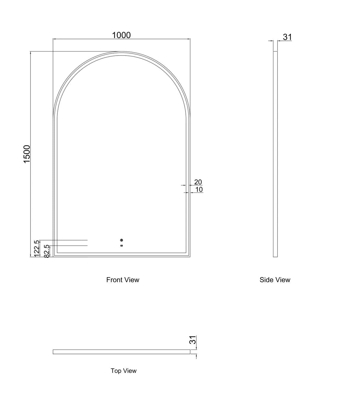 LED Archie 1500(H)x1000(W) Gold Metal Frame Mirror