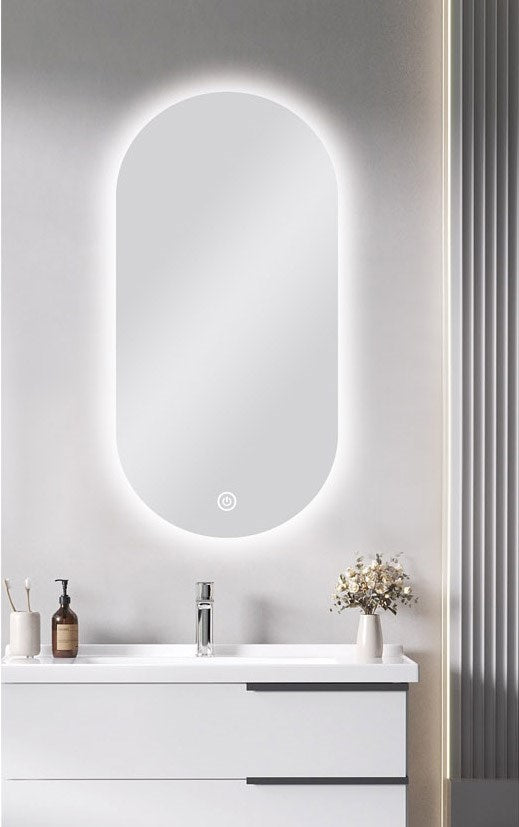 Carysil Oval 3 Color Lighting Backlit LED Mirror Touch Sensor Switch Defogger Pad 450*900mm