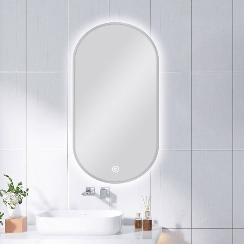 Carysil Oval 3 Color Lighting Framed Backlit LED Mirror Touch Sensor Switch Defogger Pad 450*900mm