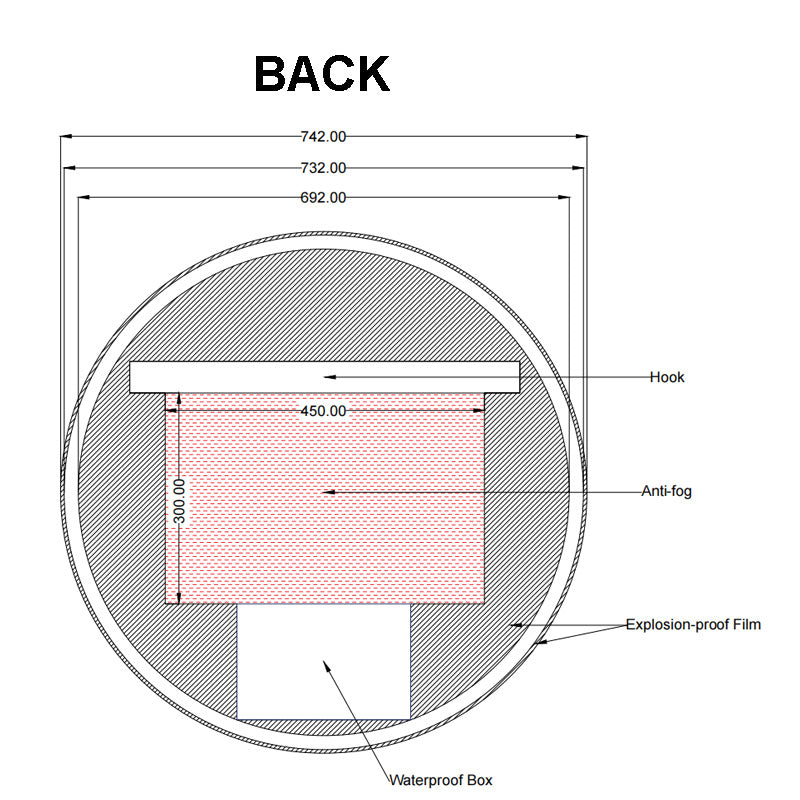 Carysil Round 3 Color Lighting Framed LED Mirror Touch Sensor Switch Defogger Pad 750mm