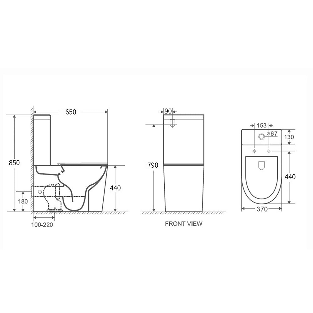 WALTON 650*370*850mm Gloss Quiet Flushing Back to Wall Two - Piece Toilet Suite