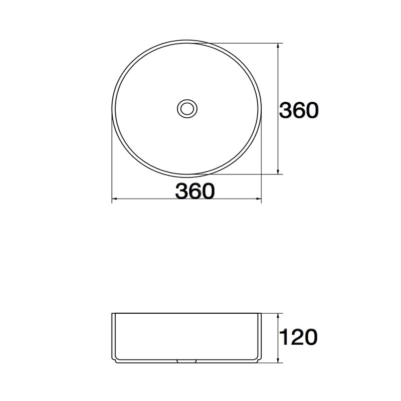Matte Black with Gold Rim Above Counter Basin 360x360x125mm