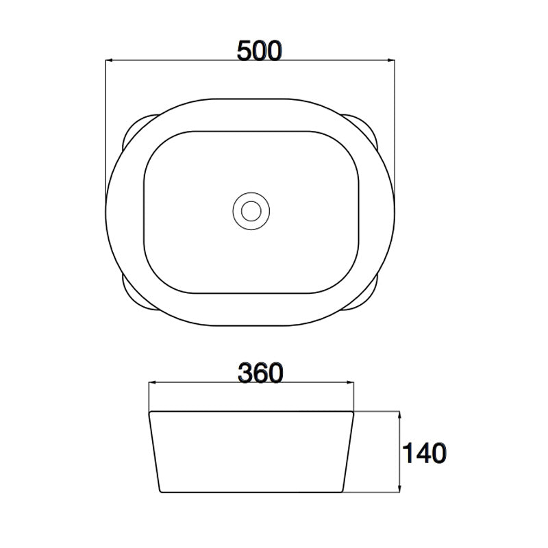 Gloss Above Counter Basin 500x360x140mm