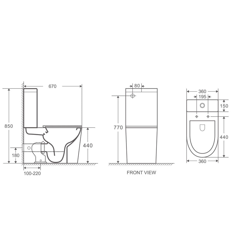 BERLIN 670*360*850mm Gloss Quiet Flushing Back to Wall Two - piece Toilet Suite