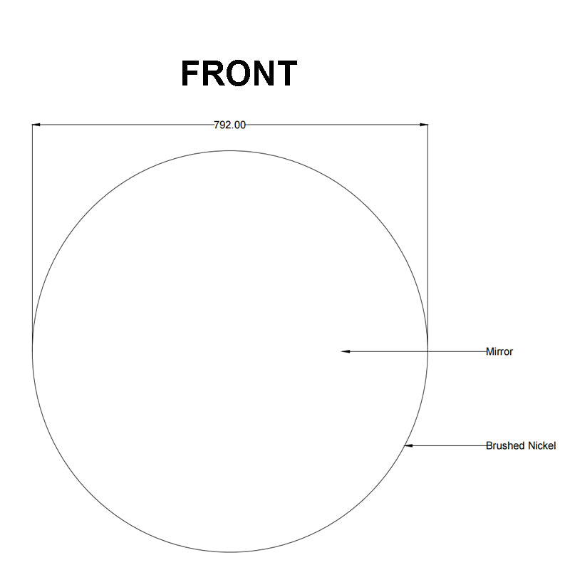 Carysil Round Gun Metal Framed Mirror 800mm
