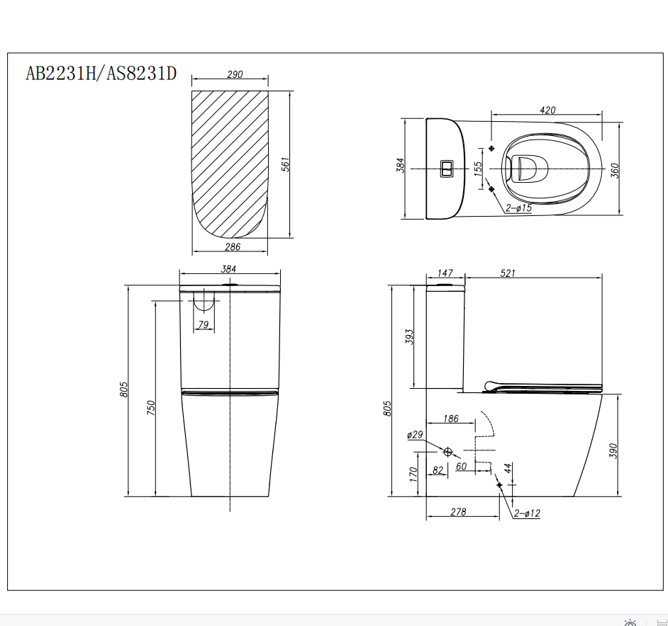 Arrow Sergio 669*384*805mm Dual Flush Washdown Two - piece Ceramic Toilet Suite Soft Closed Seat
