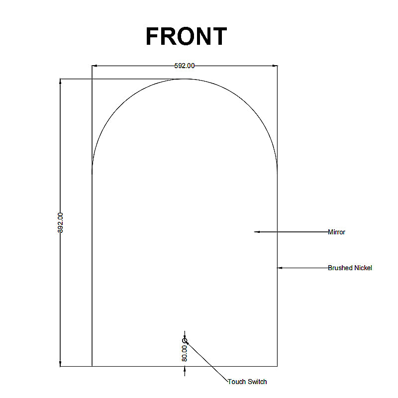 Carysil Arch 3 Color Lighting Framed LED Mirror Touch Sensor Switch Defogger Pad 600*900mm